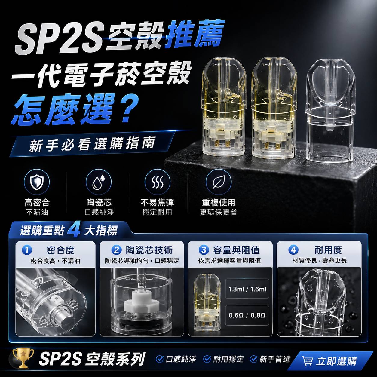 SP2S 空殼推薦｜一代電子菸空殼怎麼選？